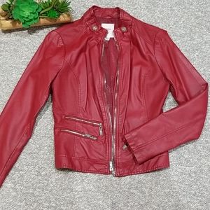 Guess Faux Red Leather Jacket